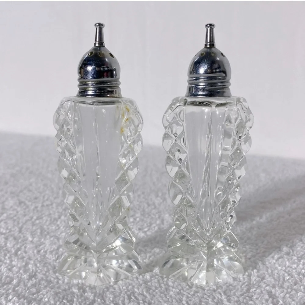 Vintage Cut Crystal Salt & Pepper Shakers